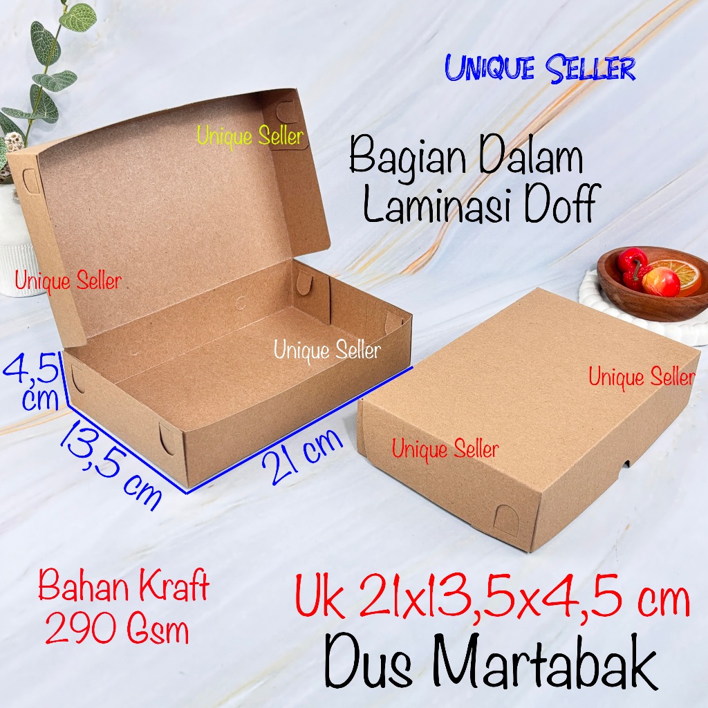 [Isi100] Dus Box Martabak 21x13.5x4.5 Laminasi Kraft Dus Brownies Roti Kue Bolen 21x13.5 x 4.5 cm