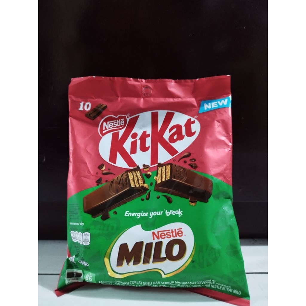 Milo KitKat Wafer Coklat Original Nestle Malaysia 10pcs x 16Gram Free Dus + Bublle