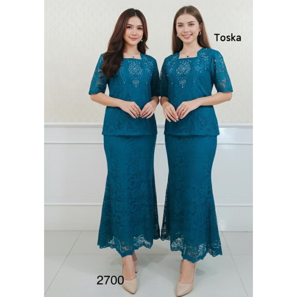 Stelan Rok Brukat Payet/ Set Rok Pecah 8/ Set Pesta/Set Gereja