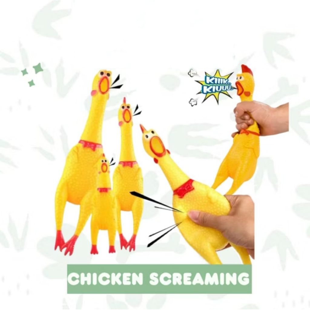 Mainan anak ayam karet berkokok ukuran besar murah harga satuan perpcs ayam pencet kokok chicken scr