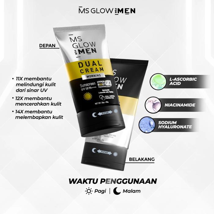 ❤️RR❤️MS GLOW For Men - Dual Cream 30 gr Pelembab Wajah With SPF 50 Night Cream Skincare Pria