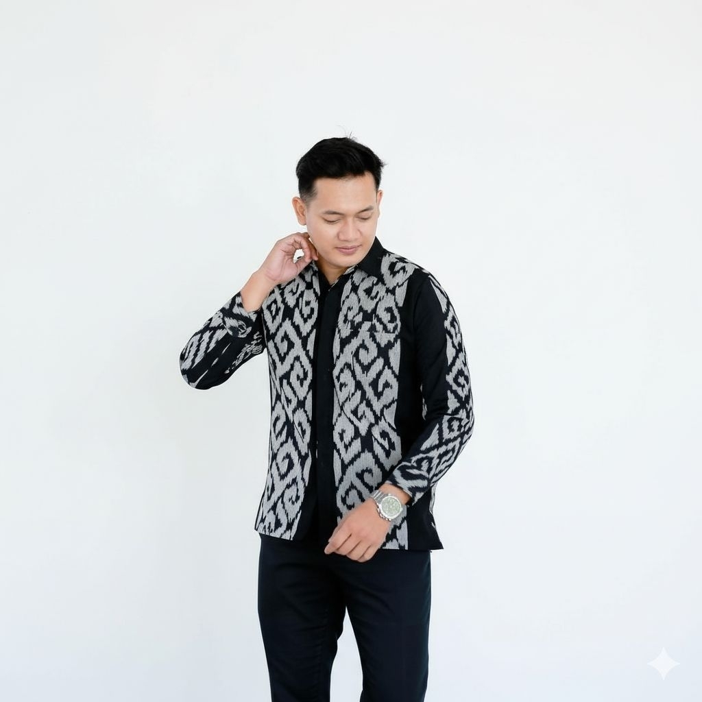 BAJU KEMEJA PRIA LENGAN PANJANG WARNA HITAM TERBARU BUAT ACARA KONDANGAN