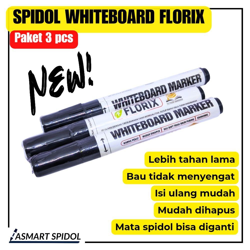 SPIDOL WHITEBOARD FLORIX RAMAH LINGKUNGAN ISI 3 PCS