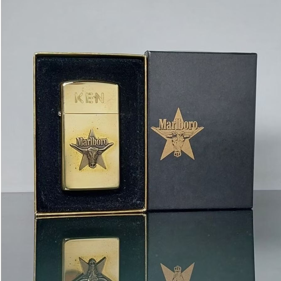 ZIPPO SLIM MARLBORO STAR STEER / LONGHORN / BULLHEADUSA MARKETTAHUN 1991