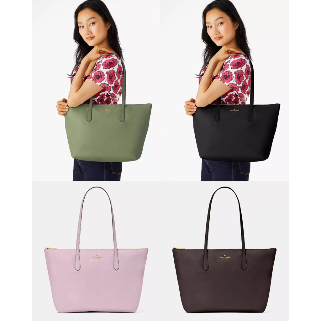 Tas wanita branded tote nylon besar laptop original authentic store new kitt nylon large tote black/