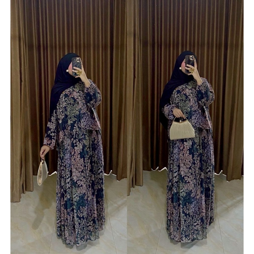 Yumna Set Rok Bahan Ceruty Premium