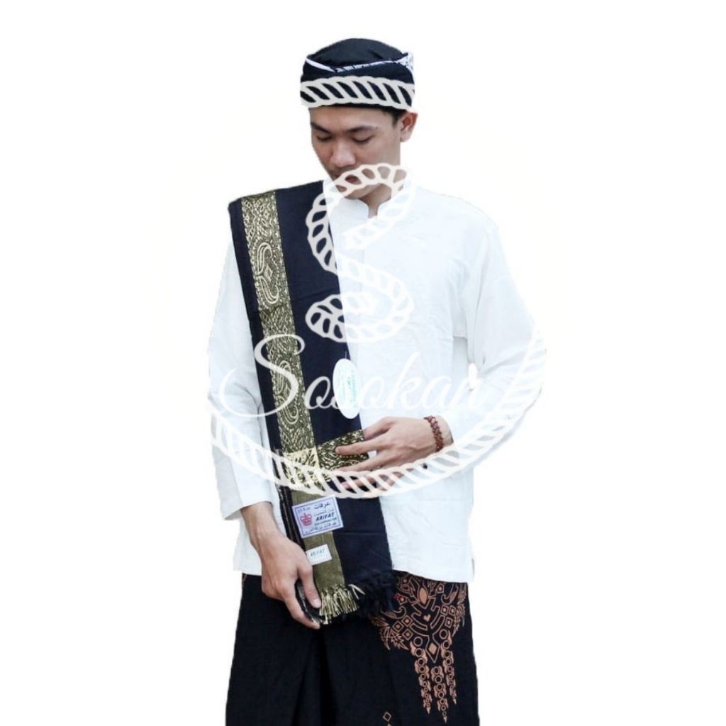 sorban kashmiri asli india hitam garis emas - sorban hitam - sorban kashmiri hitam - sorban panjang