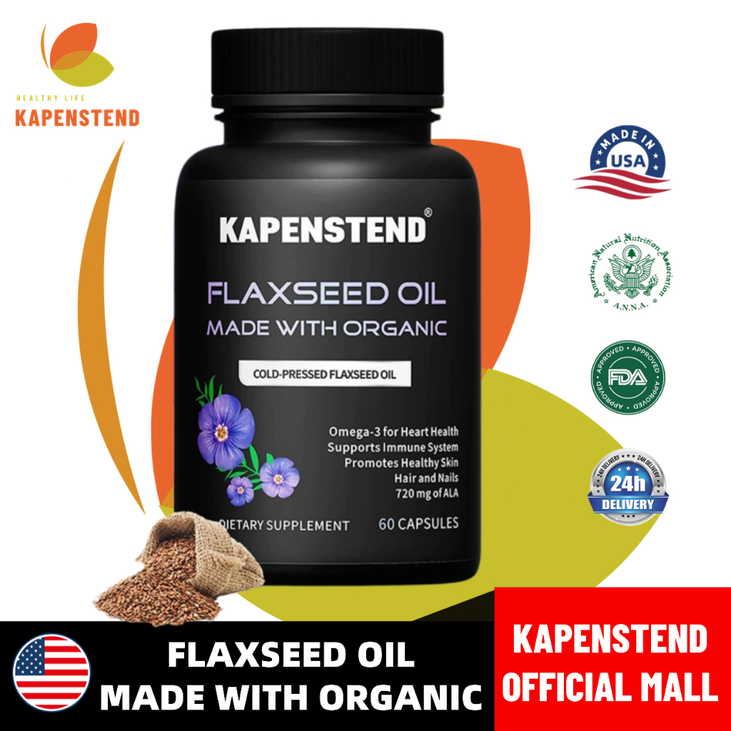 KAPENSTEND FLAXSEED OILMADE WITH ORGANIC COLD-PRESSED FIAXSEED OIL Omega-3 for Heart HealthSupportsl