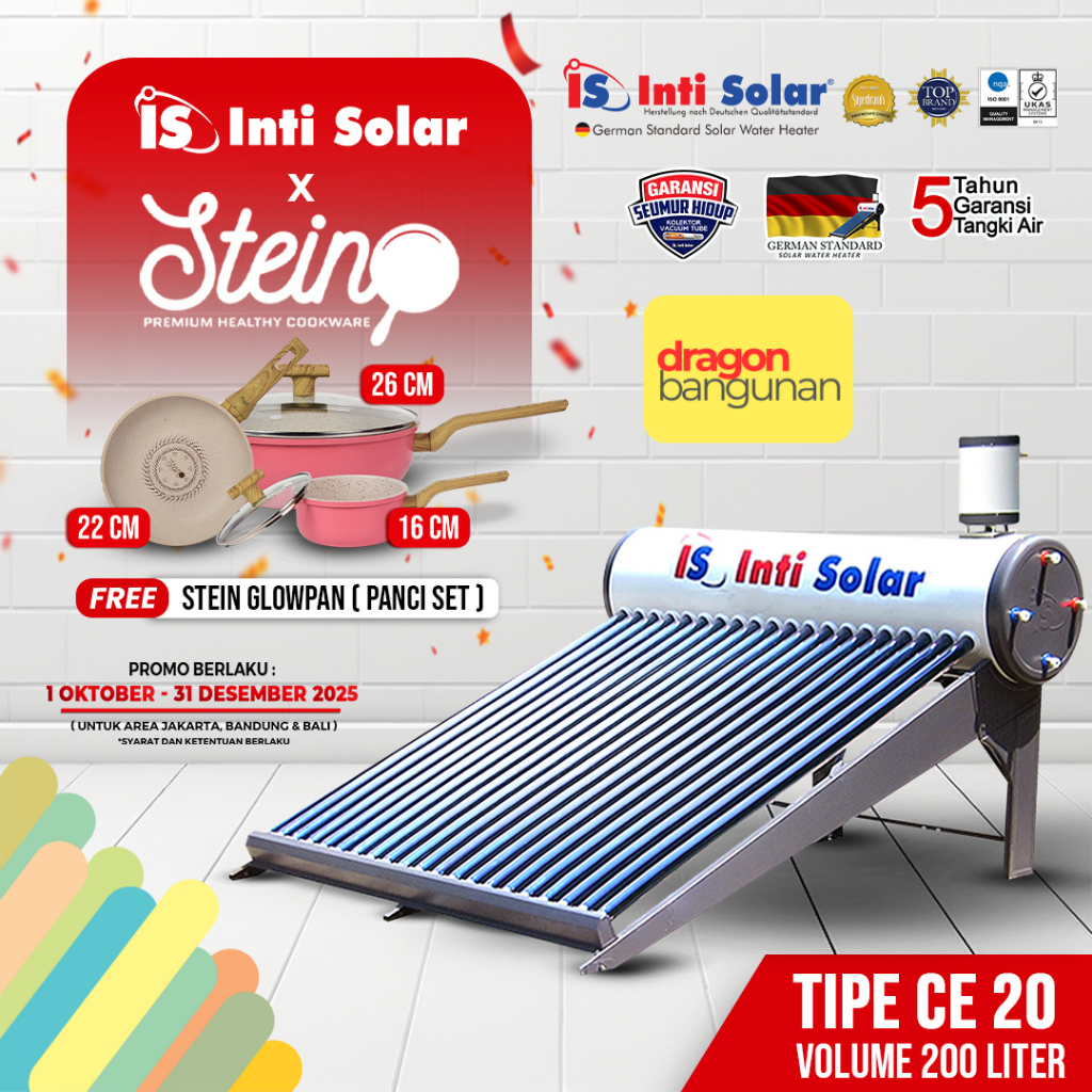 Pemanas Air Inti Solar 200 Liter - Intisolar CE 20 - Solar Water Heater Inti Solar