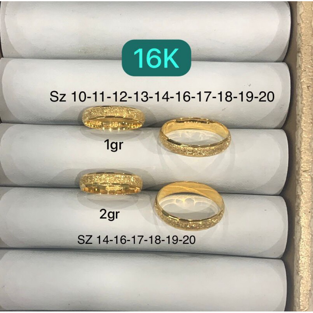 Cincin polos kristal pasir mesin uk 10-20 cincin couple emas asli 16K 700