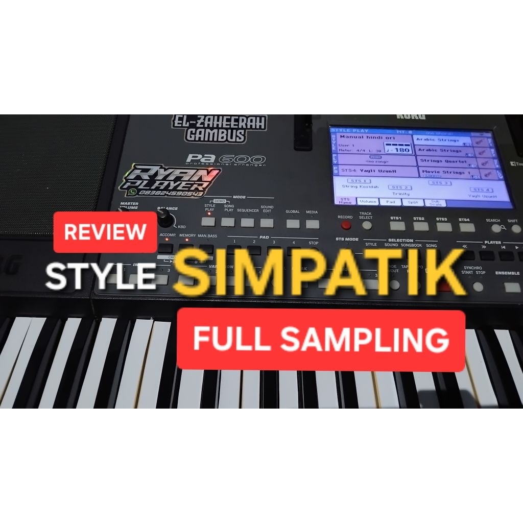 STYLE SIMPATIK FULL SAMPLING Set RYAN PLAYER FLASHDISK KORG PA600,PA300, PA700 DST. (Toko Pemilik As