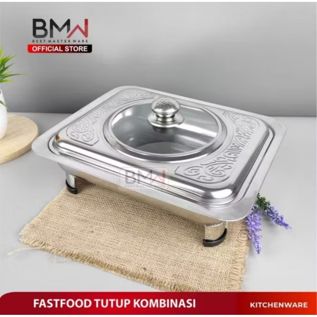 BMW - Fast Food / Tempat Saji Makanan / Prasmanan Stainless Kaca Kombinasi / Tempat Saji Prasmanan F