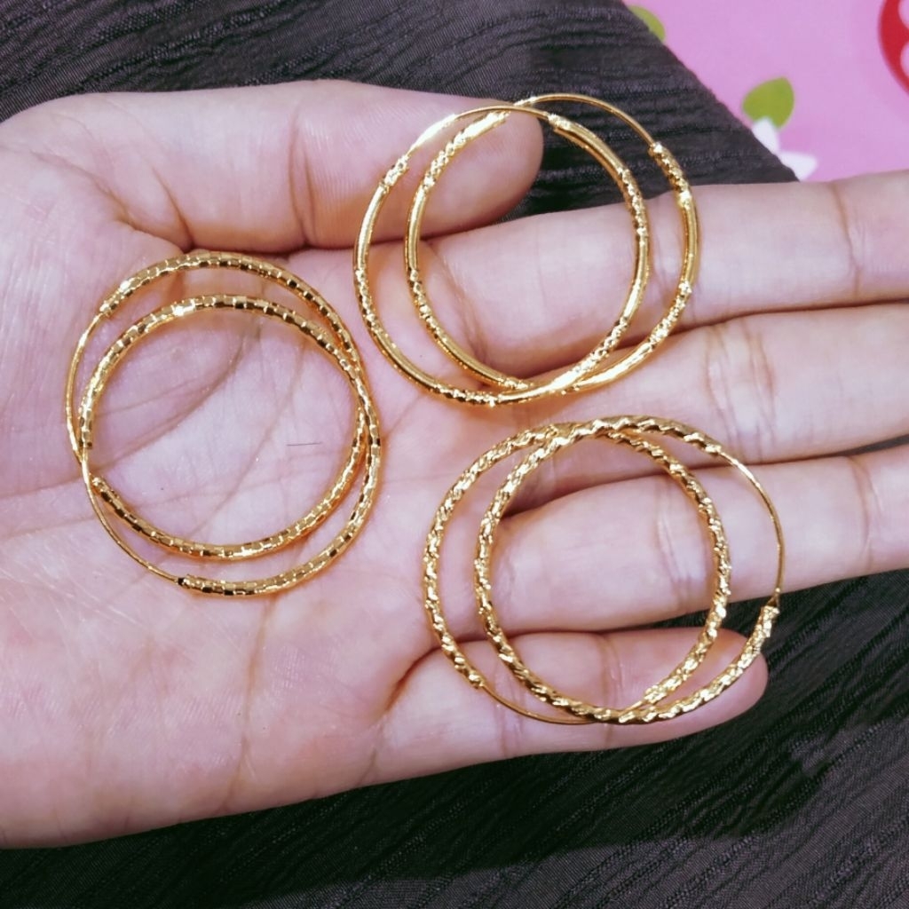 anting xuping bulat anting gipsy replika emas motif ukir cantik remaja dewasa