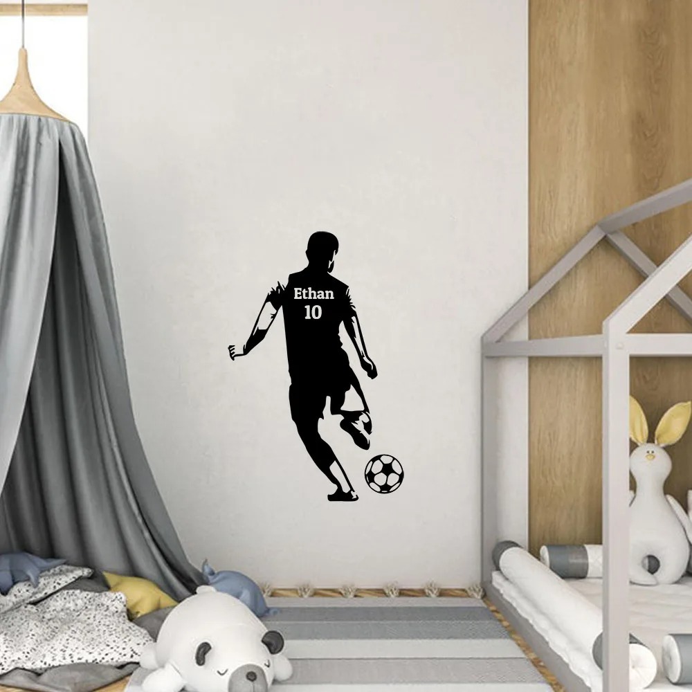 1 pc Stiker Dinding Vinyl Gaya Sporty Nama Pribadi Luar Biasa, Aksesori Dekorasi Rumah untuk Dekoras