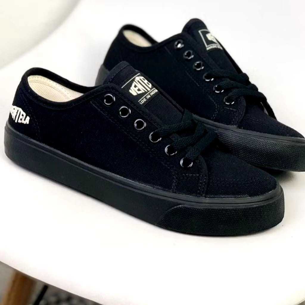 Sepatu Pria Ventela Alpha Low Hitam Polos Original 100% Sneakers Casual Shoes