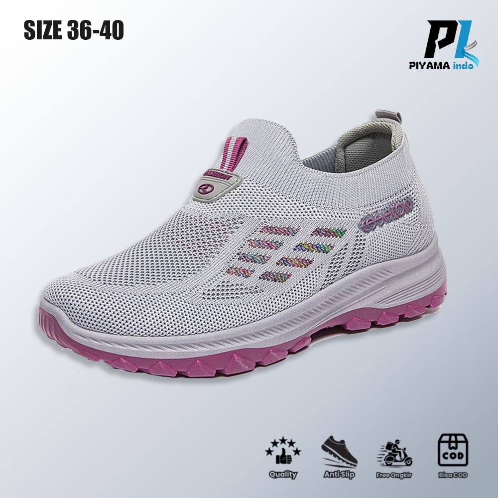 Free Box Sepatu Jogging Wanita Sneakers Import Sepatu Olahraga Slip On Tanpa Tali Sepatu Sport SG161