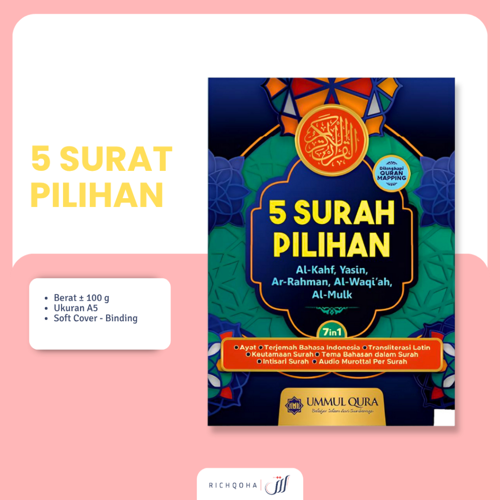 Buku 5 Surah Pilihan Istimewa: Al-Kahfi, Yasin, Ar-Rahman, Al-Waqi‘ah, Al-Mulk Latin Terjemahan