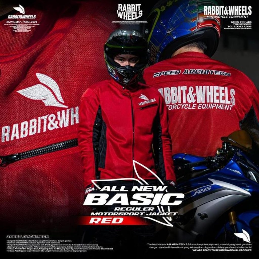 JAKET MESH RABBIT AND WHEELS NEW BASIC RED