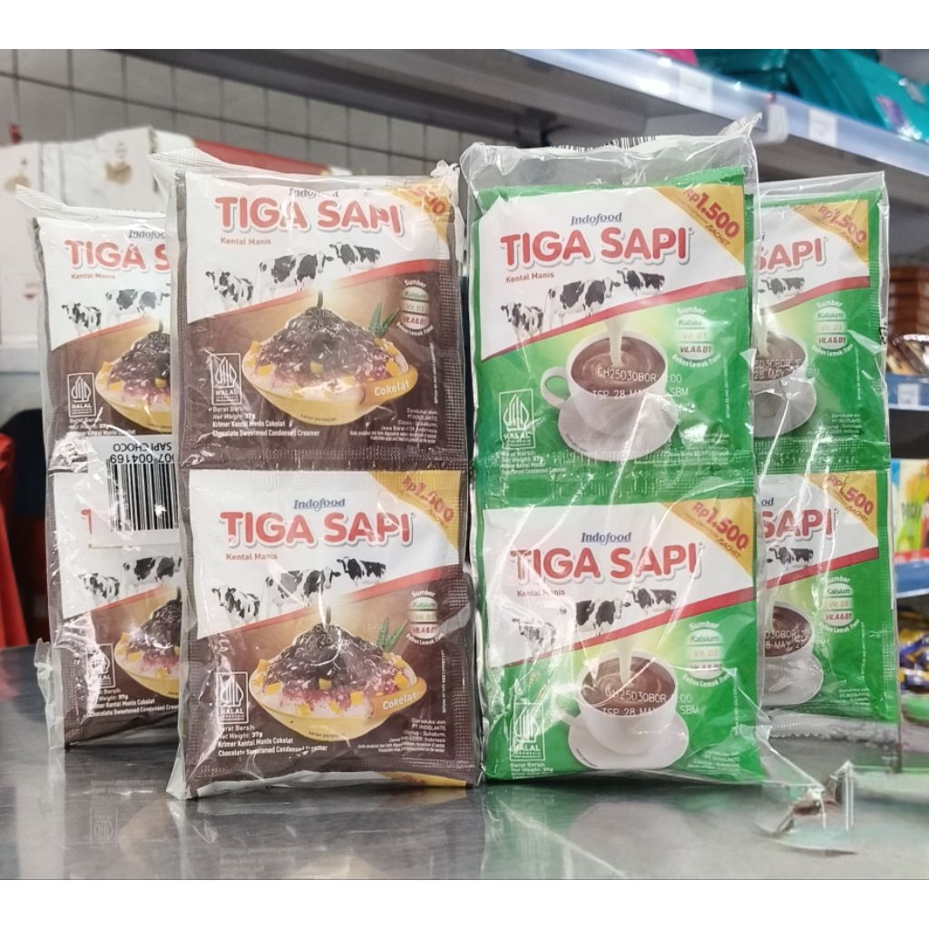 Tiga Sapi Kental Manis Sachet 37gr x 6pcs/Susu Kental Manis Tiga Sapi Sachet/Kental Manis Tiga Sapi 
