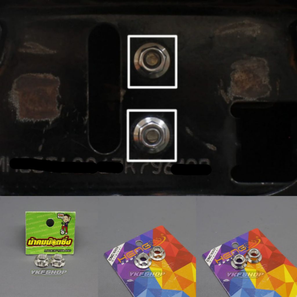 SEPASANG MUR BAWAH JOK PENGUNCI JOK BELAKANG MIO SPORTY SMILE PROBOLT STAINLESS ORIGINAL HENG THAILA