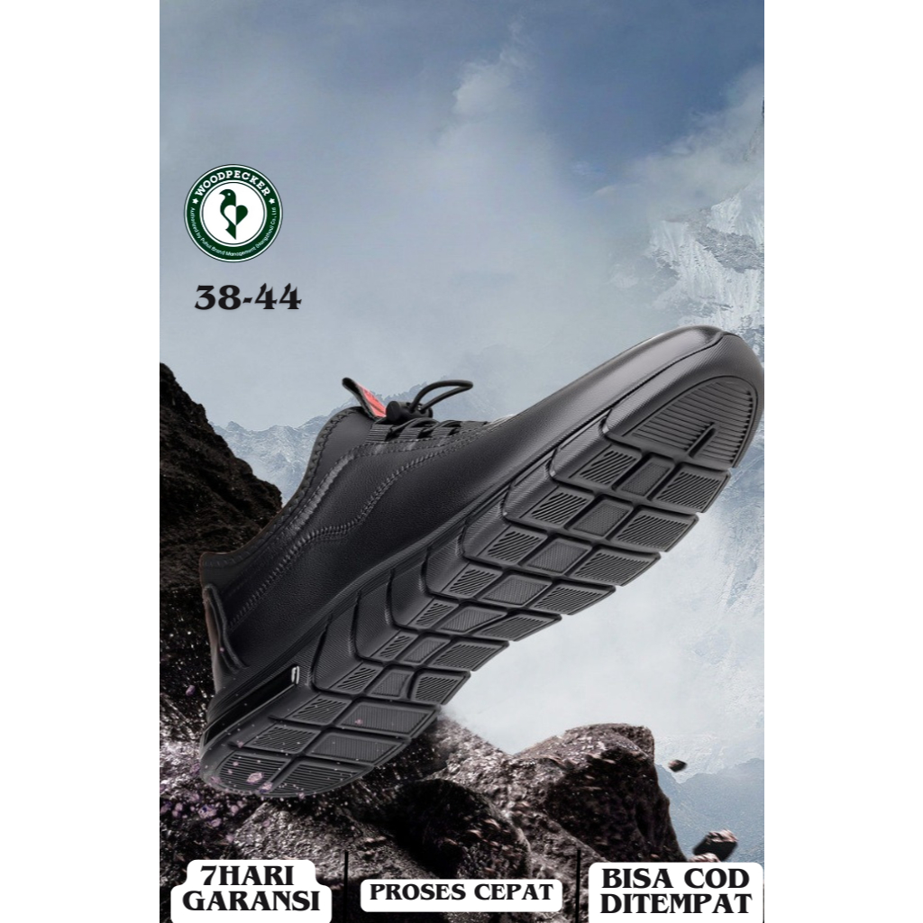 Sepatu Pria Kulit Hitam Polos 100% kulit sintetis