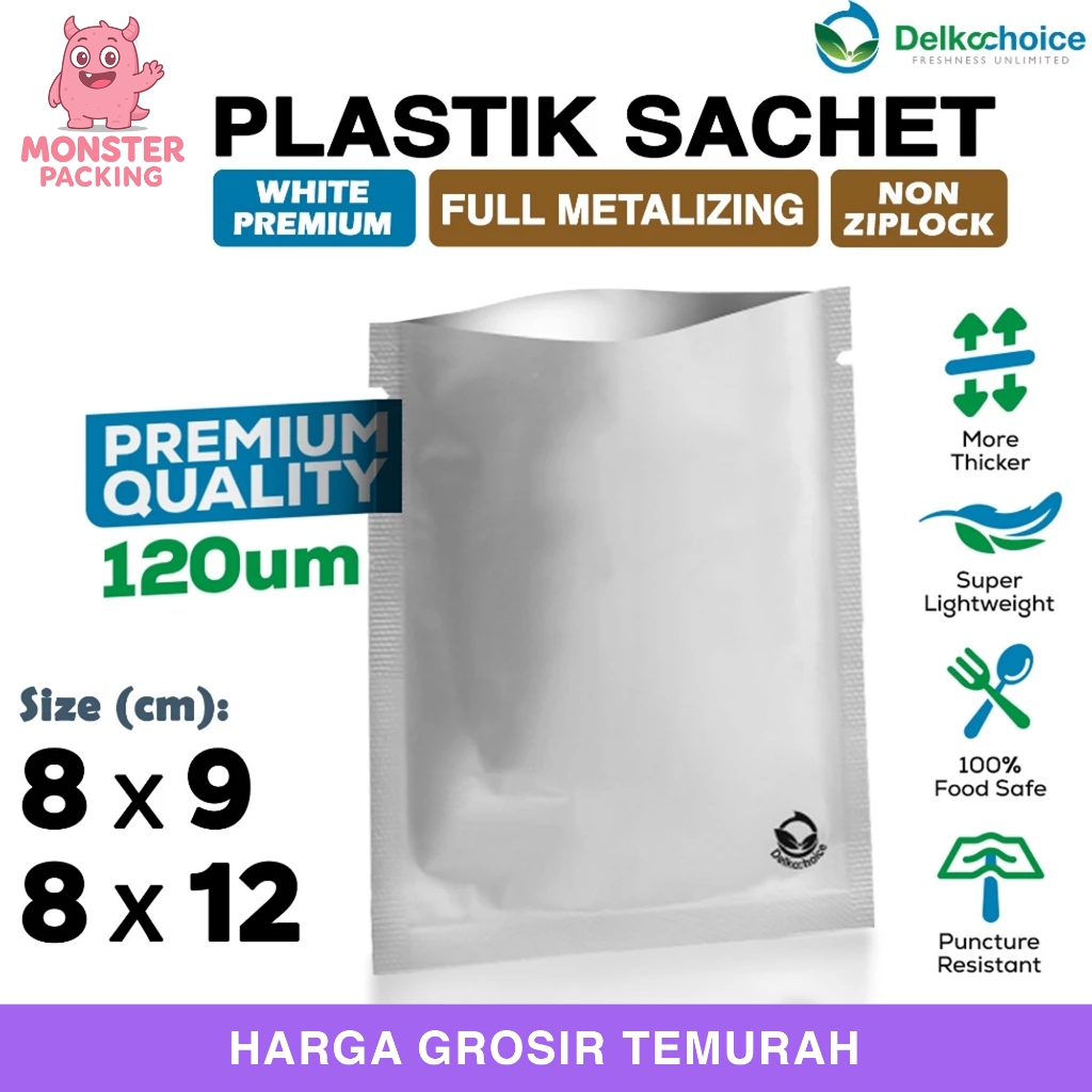 Plastik Sachet Bag PREMIUM FULL METALIZING WHITE Putih Kemasan Saset Alumunium Foil Termurah