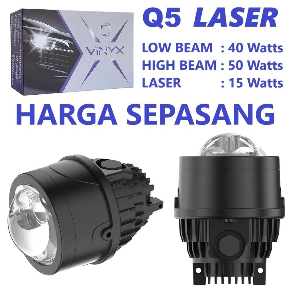 Foglamp Projector Vinyx Q5 Laser LED Projie Lampu Kabut Mobil 3 Inci Inchi Inch BiLED Lensa - Vinyx 