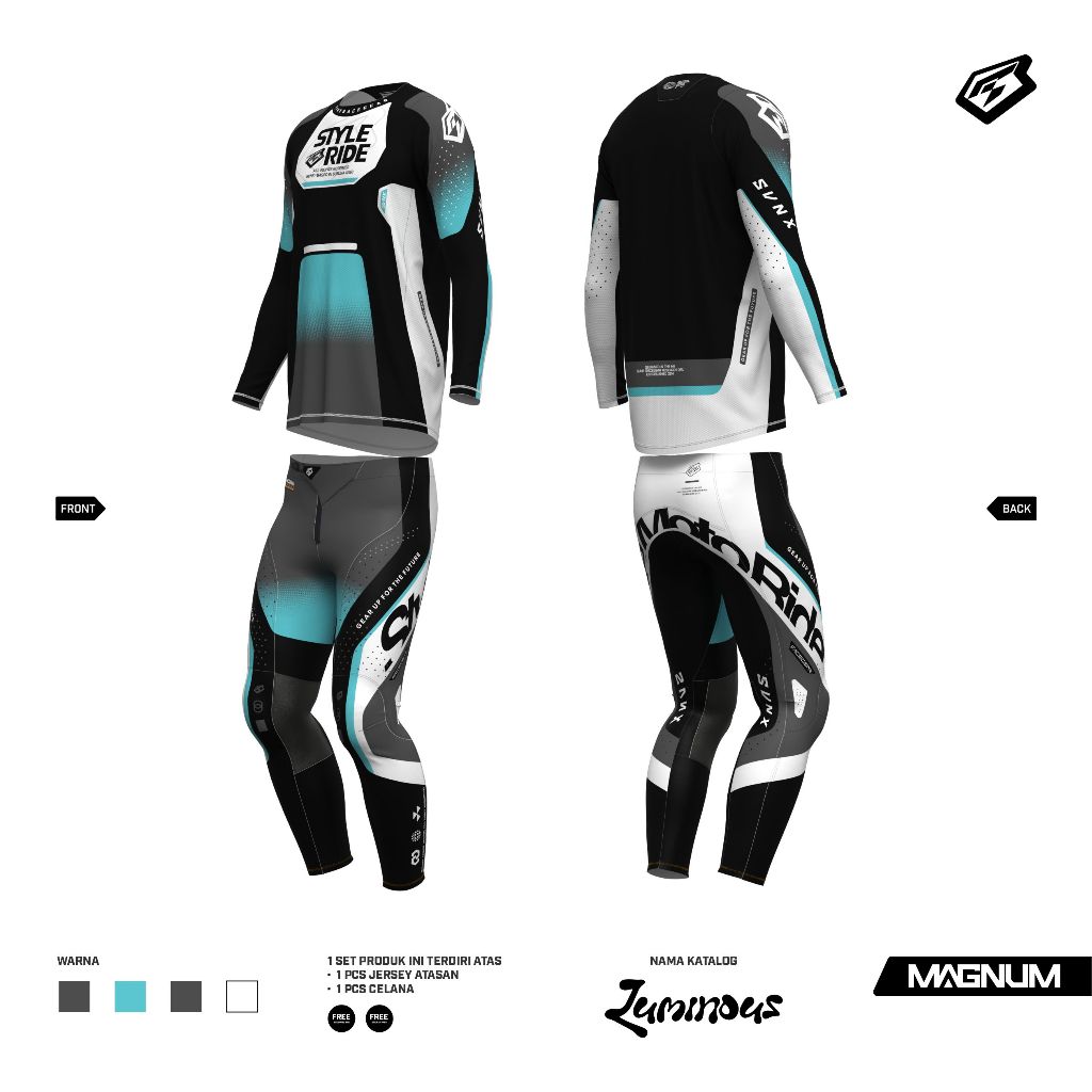 GEARSET TYPE MAGNUM LUMINOUS SERIES /JERSEY SET MOTOCROSS SVNX / JERSEY MOTOR CROSS / JERSEY TRAIL A
