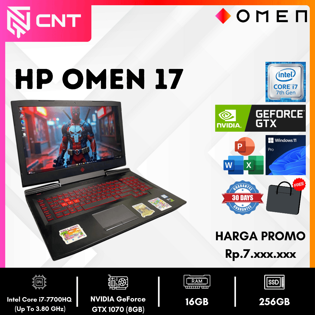 HP OMEN 17 Core I7-7700H NVIDIA GTX 1070 8GB (16/256GB) Laptop Gaming