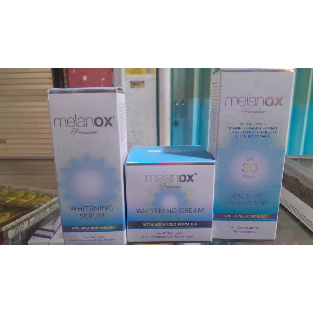 paket melanox whitening cream, melanox whitening serum, melanox face uv protector