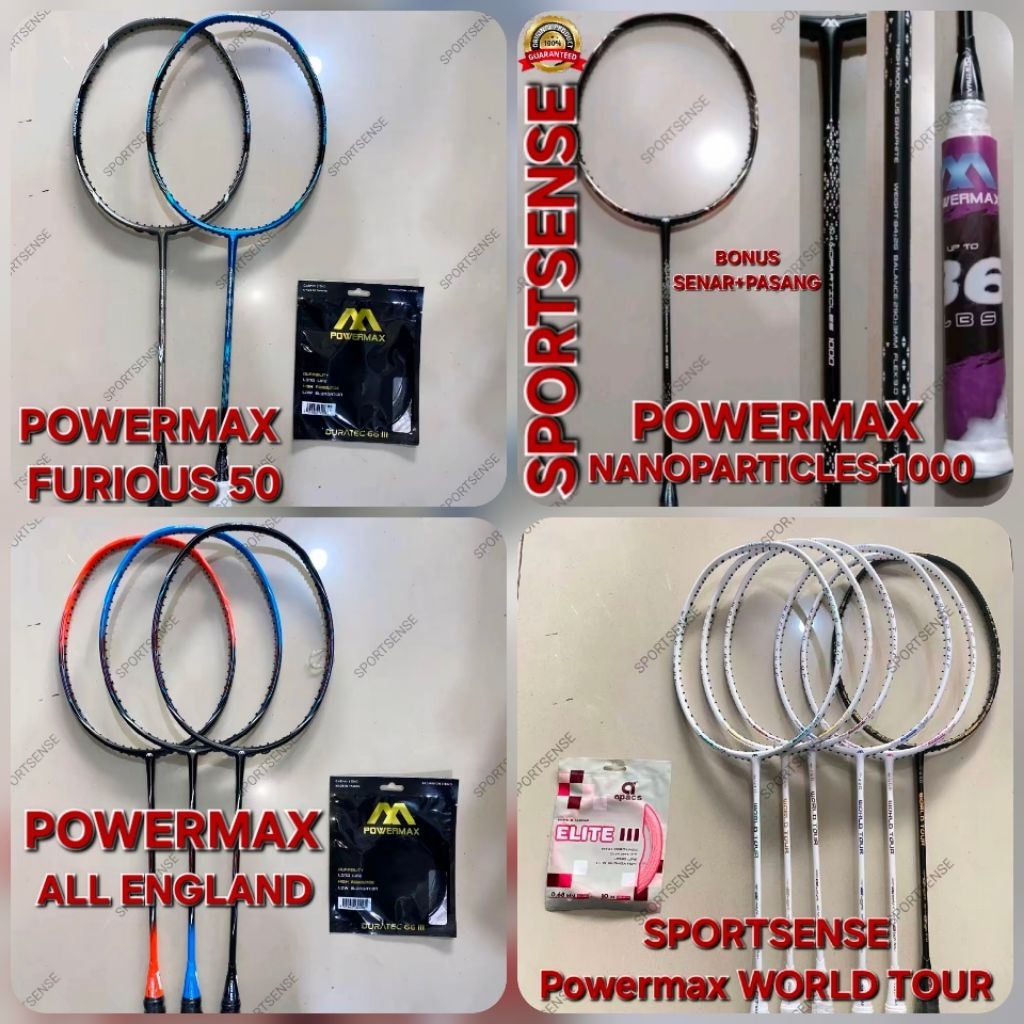Raket Badminton Powermax World tour Furious 50 All England Elastic speed Nanoparticles 1000 Lightnin