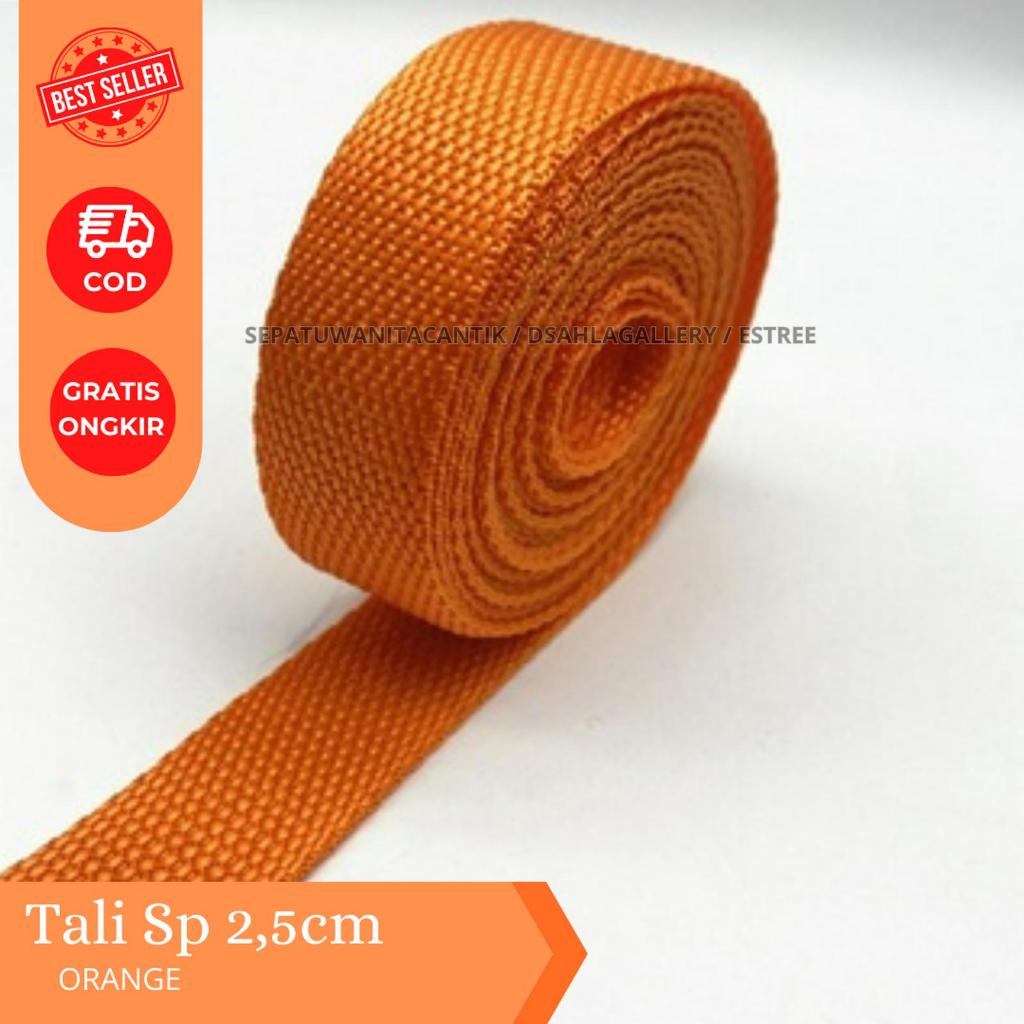Rumah Tailor - Tali Webbing Webing 2.5 Cm Tebal Kuat Pita Bisban Orange