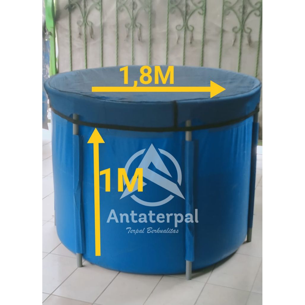 Vat Kolam Terpal Diameter 1,8M tinggi 1M Full Set Untuk Ikan Bentuk bulat Merk Orchid