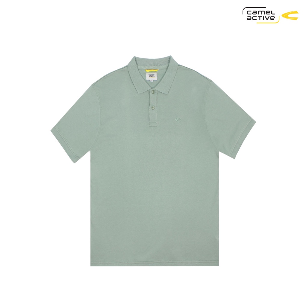 camel active green sage CVC Interlock Polo Shirt