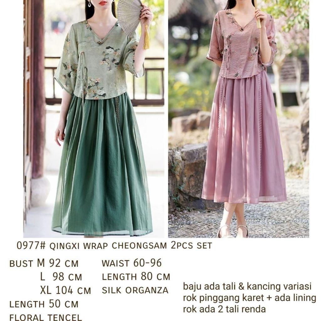 ec CNY qingxi wrap cheongsam l atasan baju dress cina midi dress imlek wanita