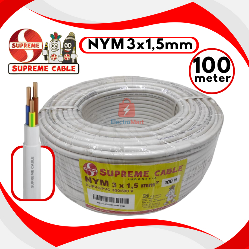 Kabel SUPREME NYM 3x1.5 3x1,5 mm 100M 100 Meter - kabel Supreme NYM 3x1,5 100m - Kabel Supreme NYM 3