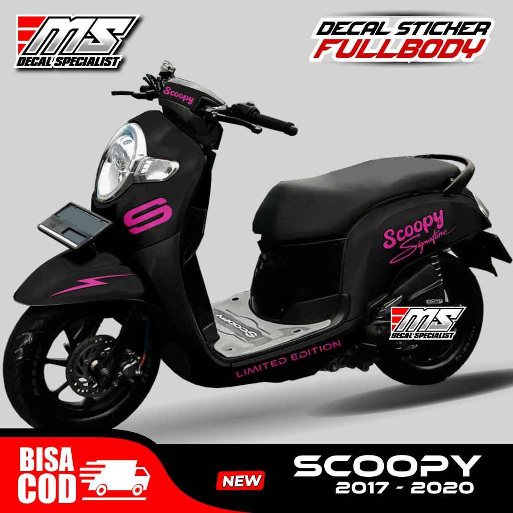 Decal Scoopy new 2017-2020 full body stiker Scoopy ori signature hitam