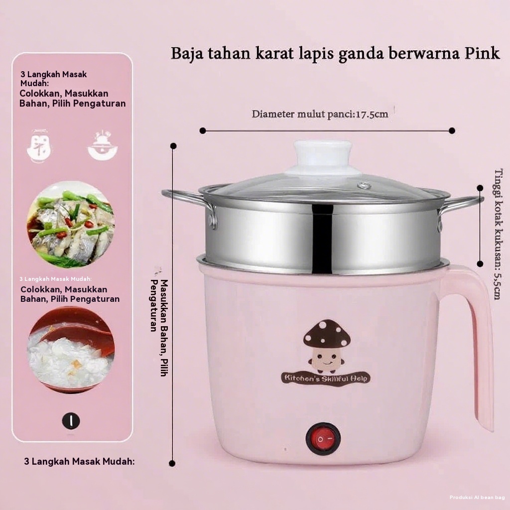 Panci Listrik Serbaguna- Electric cooking pot- Panci Listrik Free Kukusan Stainless Steel- Panci Pen