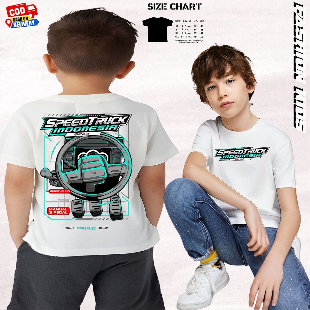 anak - kaos anak unisex SPEED TRUK INDONESIA untuk cowok dan cewek uk M.L.XL.XXL umur 3-10tahun
