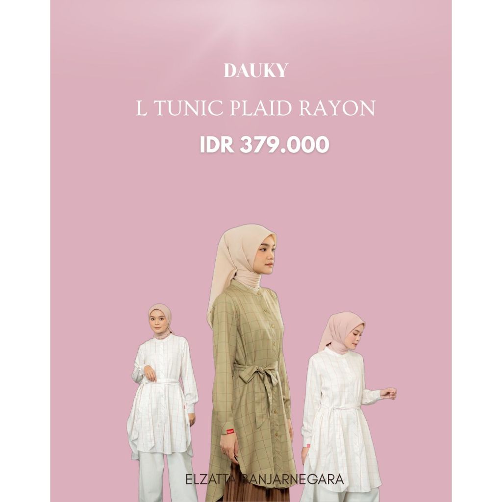Dauky L Tunic Plaid Rayon Adem Nyaman Digunakan Motif Kotak Cantik
