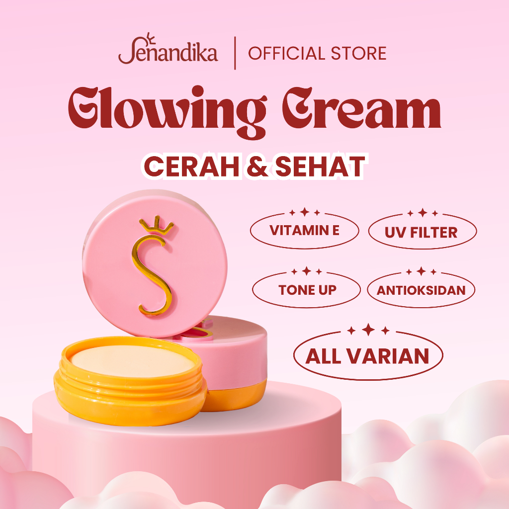 Senandika Glowing Cream Vit-E BPOM krim pencerah wajah skincare moisturizer aman bumil busui