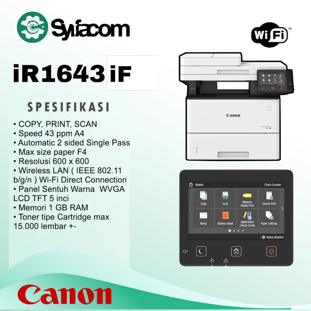 Mesin Fotocopy Printer dan Scan Canon iR1643iF Kondisi 2nd Gen 1