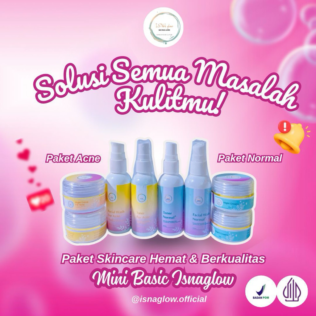 ISNA GLOW SKINCARE 10 Paket Basic Paket Platinum Paket Mini Basic Acne Series Serum Saffron Day Flov