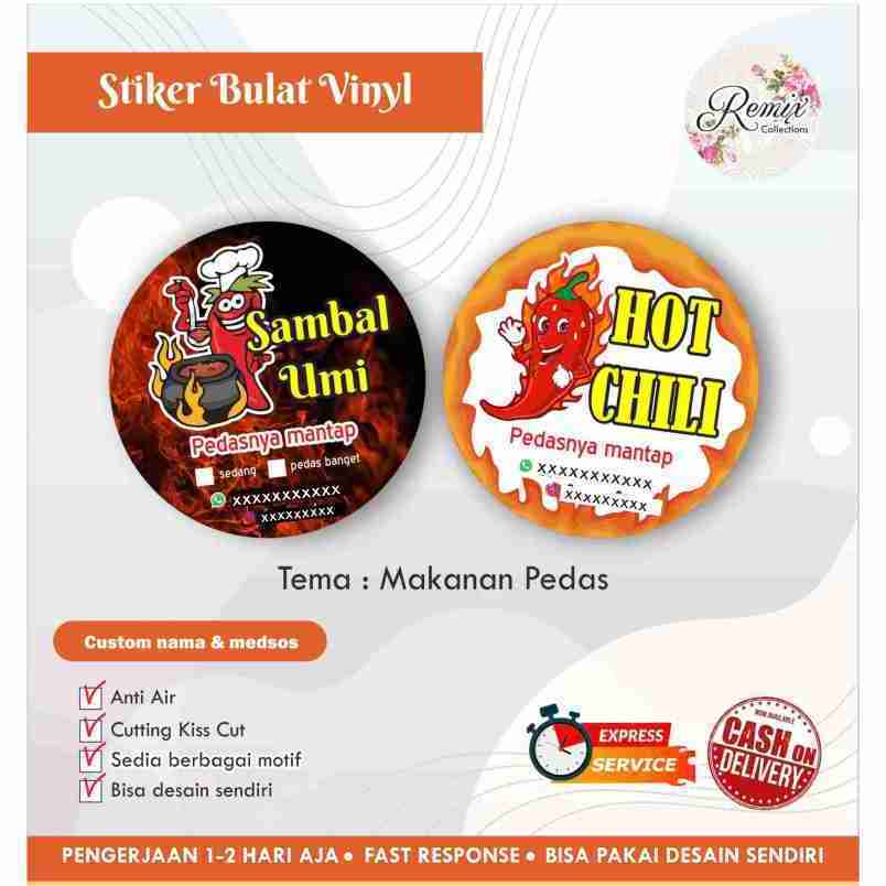 [170 pcs] STIKER VINYL LABEL MAKANAN PEDAS / LABEL BOTOL / KEMASAN ANTI AIR