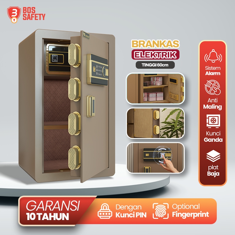 Brankas Elektrik Digital Tahan Api Brangkas Besar Uang & Emas Pin Fingerprint Ukuran 60CM-120CM