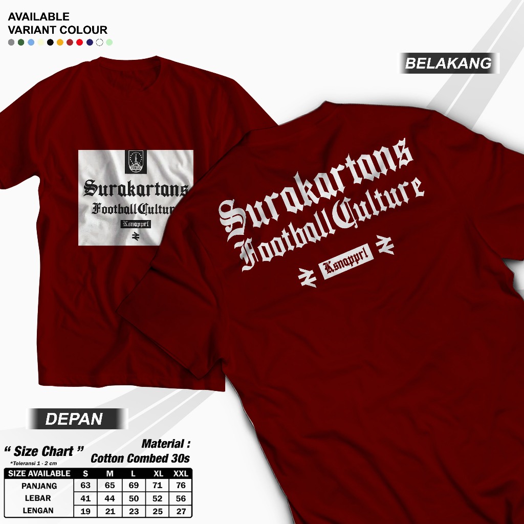Kaos Surakarta Football Culture Unisex Nyaman DTF