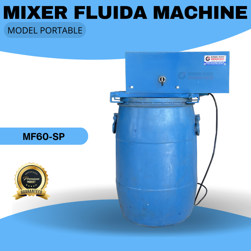 Mesin Mixer Fluida Pengaduk Bahan Cair Semi Cair Kimia Sabun Sampo Kapasitas 60 Liter Ergonomis Untu