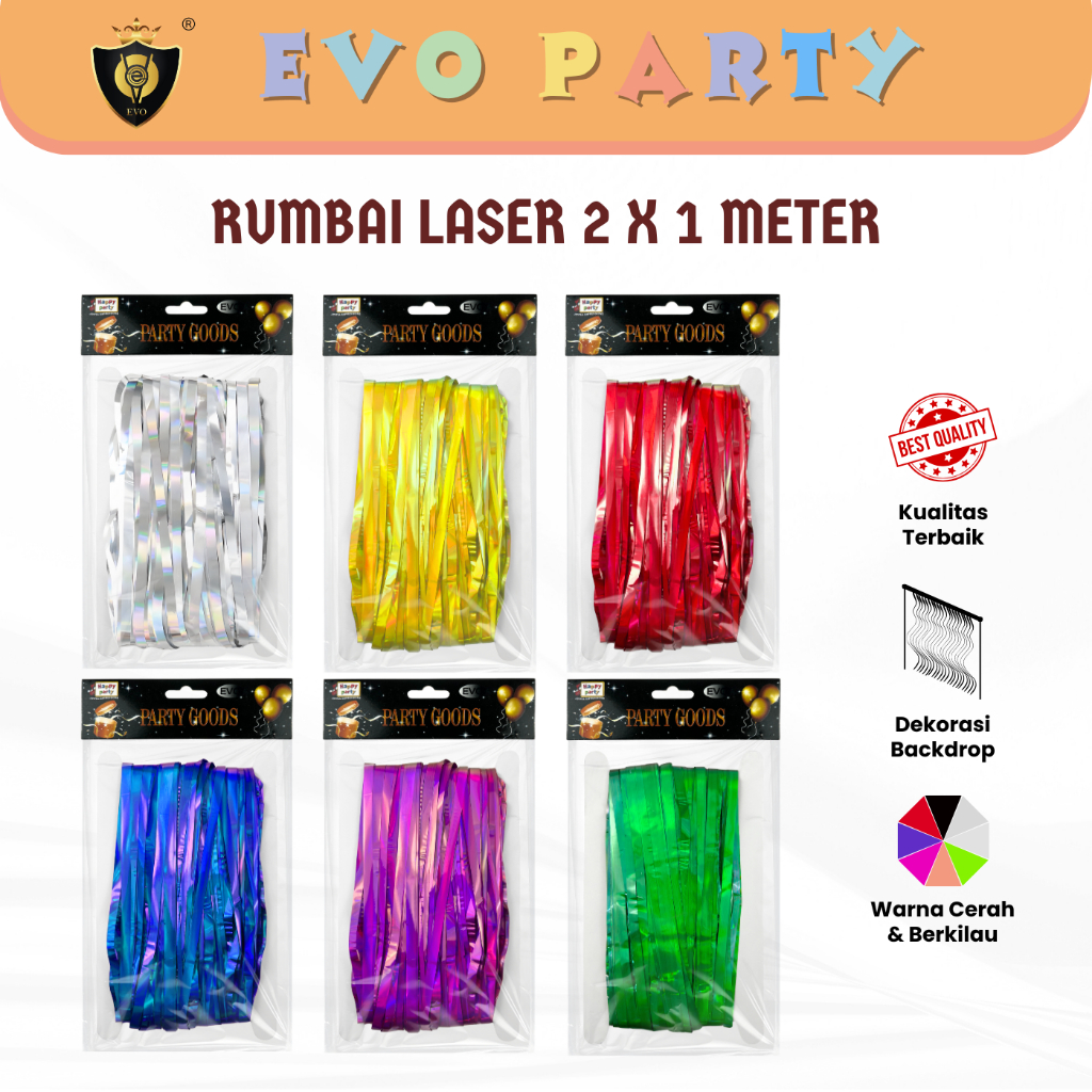 Evo Rumbai Laser Hiasan Pesta 2 x 1 Meter - Dekorasi Acara Spesial (EVO-520)