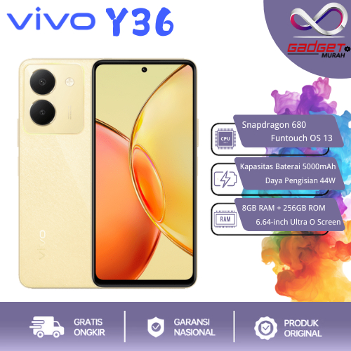 VIVO Y36 5G (8+256GB) Smartphone 44W FlashCharge + 5000 mAh 50MP Fun Camera 6.64" FHD+ Datch Display