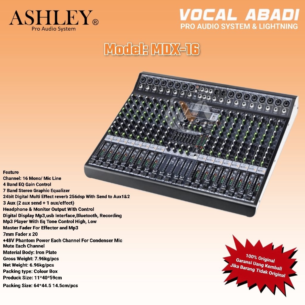 MIXER AUDIO ASHLEY MDX 16